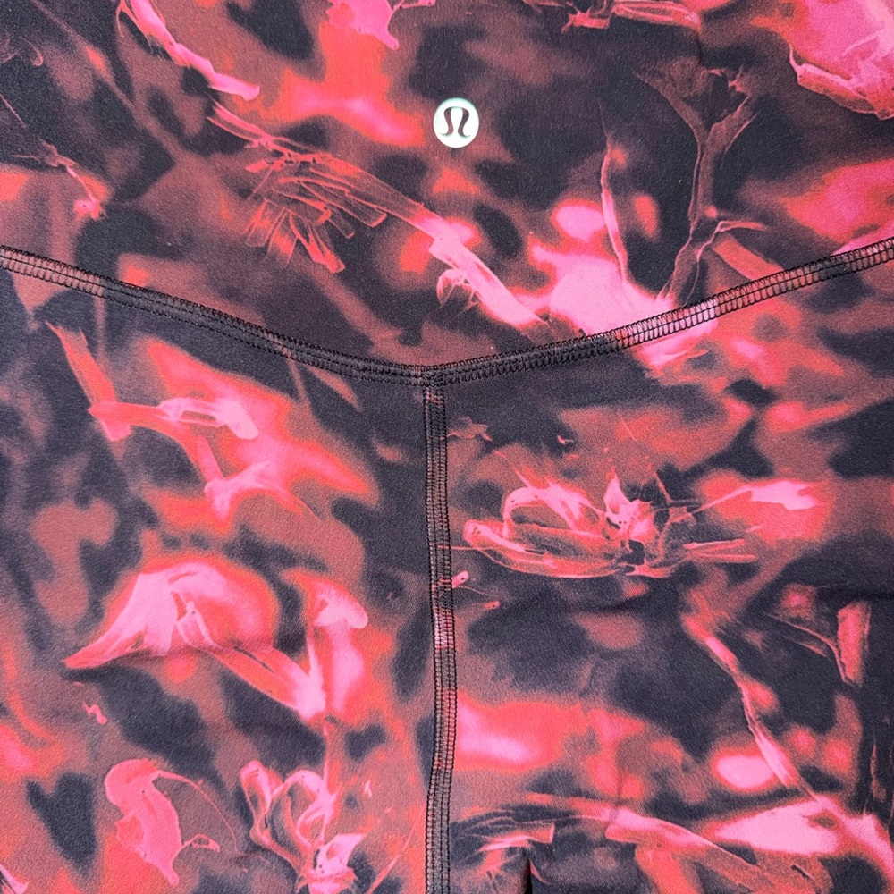 lululemon athletica Pink & Black Floral Print Leggings